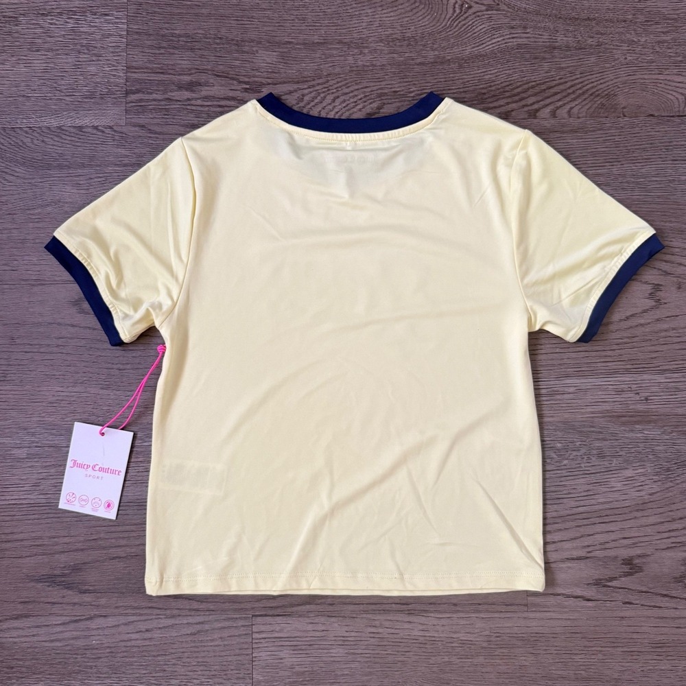 Juicy Couture Sport Cherry Baby Tee Ringer Crop Top Lemonade Yellow Size S NWT - Picture 3 of 8